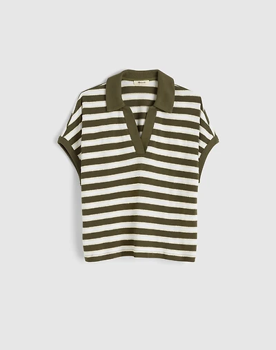 Relaxed V-Neck Polo Shirt Stripe | Madewell