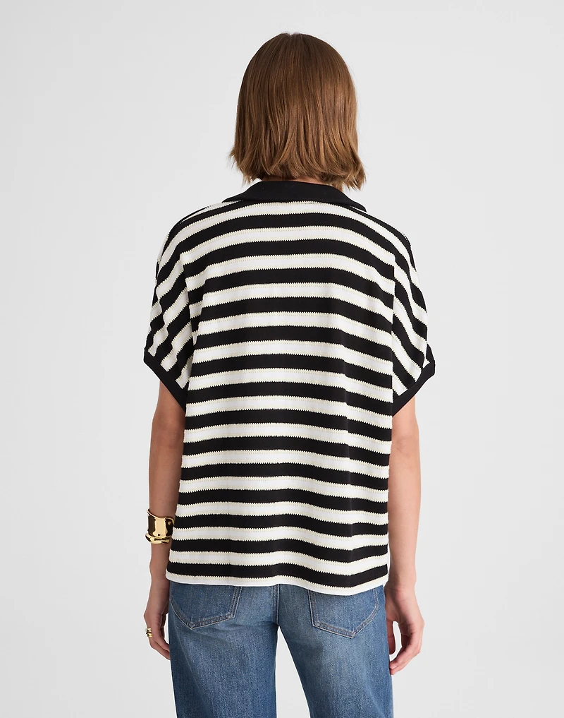 Relaxed V-Neck Polo Shirt Stripe | Madewell