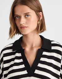 Relaxed V-Neck Polo Shirt Stripe | Madewell