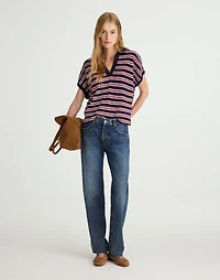 Relaxed V-Neck Polo Shirt Stripe | Madewell