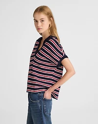 Relaxed V-Neck Polo Shirt Stripe | Madewell