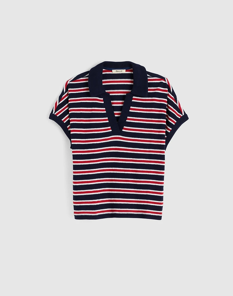 Relaxed V-Neck Polo Shirt Stripe | Madewell