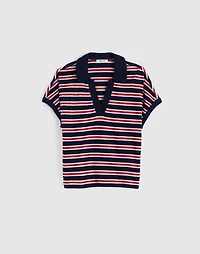 Relaxed V-Neck Polo Shirt Stripe | Madewell