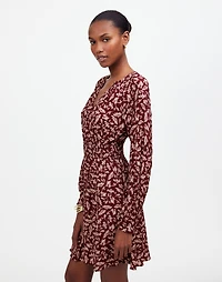 Smocked Y-Neck Mini Dress in Floral | Madewell