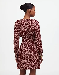 Smocked Y-Neck Mini Dress in Floral | Madewell
