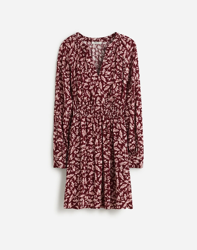Smocked Y-Neck Mini Dress in Floral | Madewell