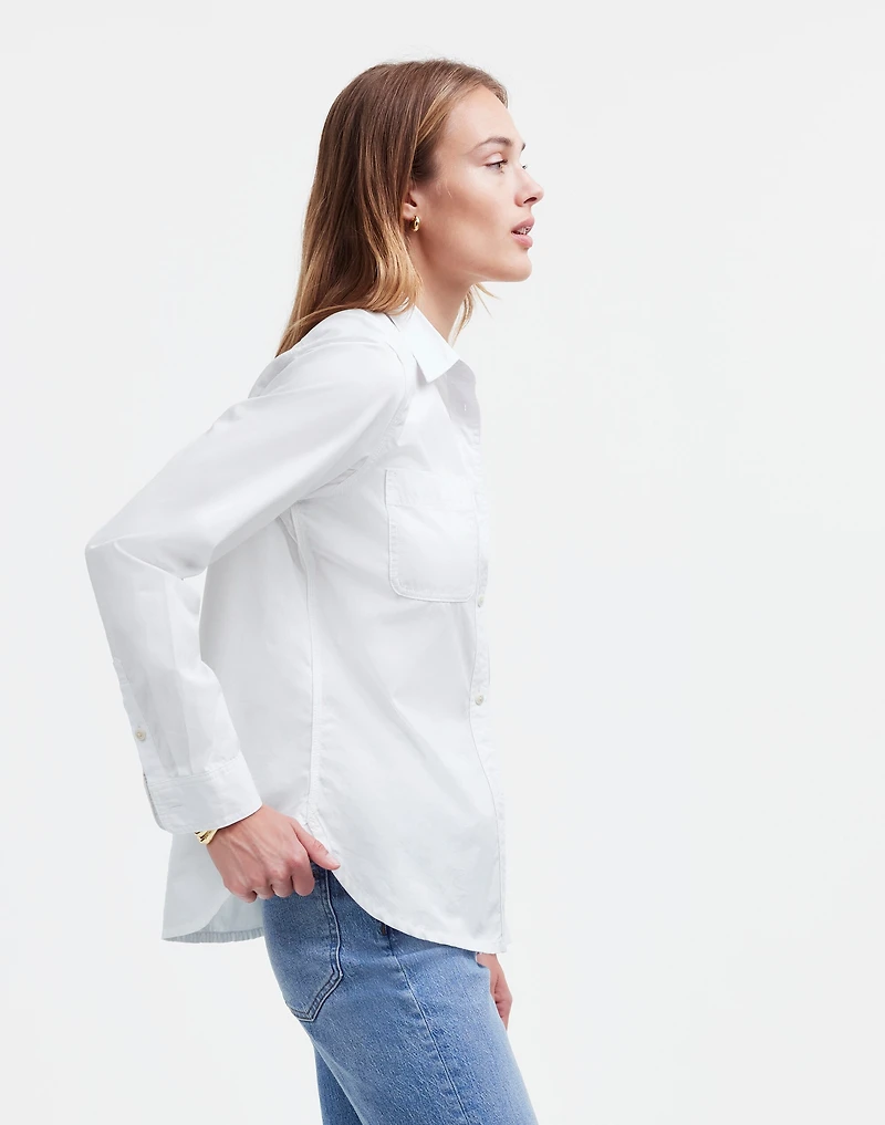 Denim Button-Up Shirt in Eyelet White: Garment-Dyed Edition | Madewell