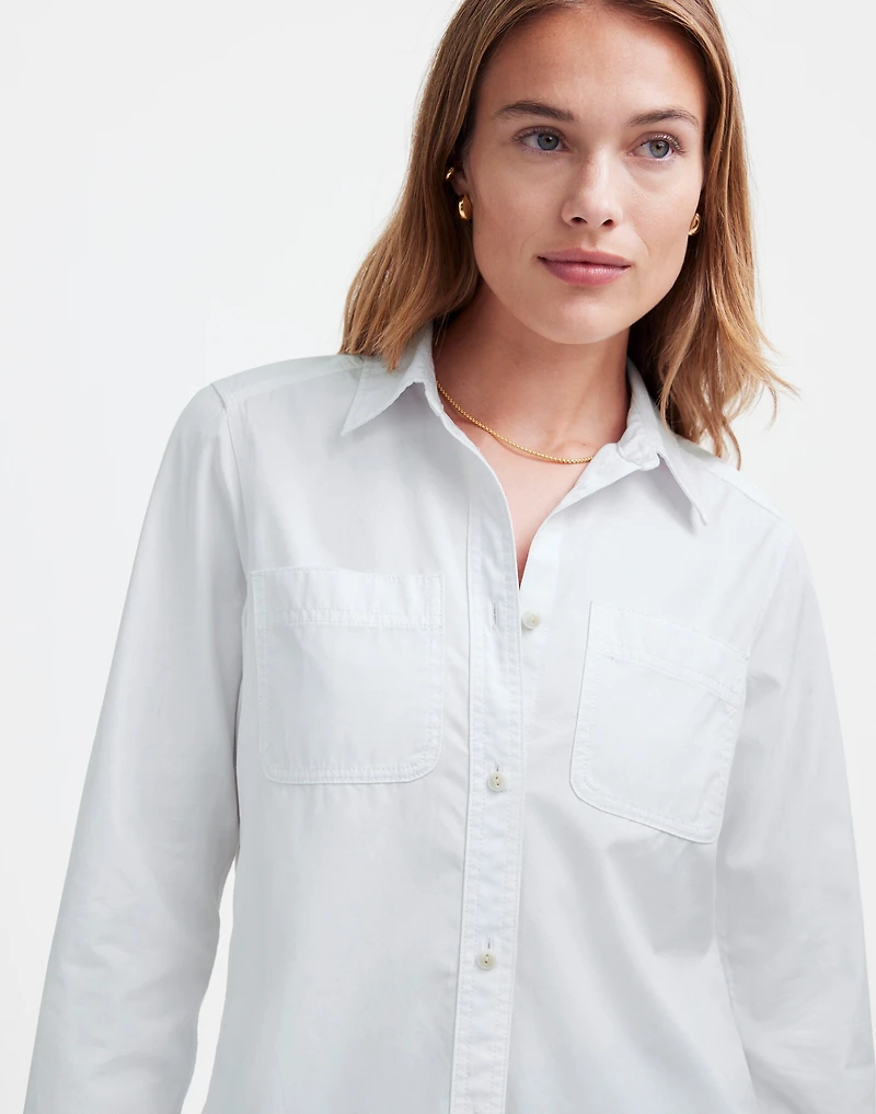Denim Button-Up Shirt in Eyelet White: Garment-Dyed Edition | Madewell