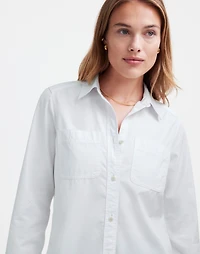 Denim Button-Up Shirt in Eyelet White: Garment-Dyed Edition | Madewell