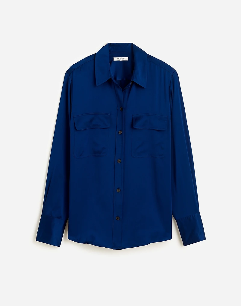 Silk Flap-Pocket Button-Up Shirt