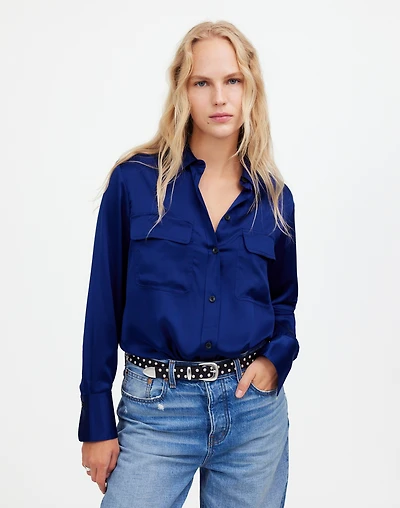 Silk Flap-Pocket Button-Up Shirt | Madewell