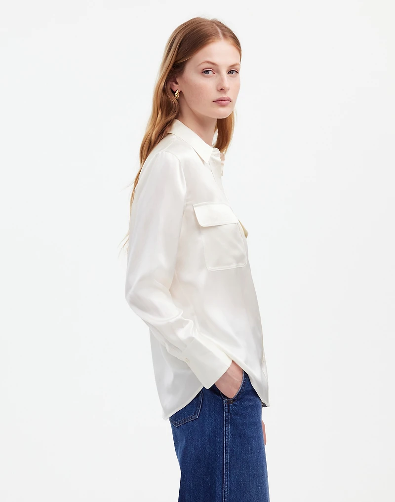 Silk Flap-Pocket Button-Up Shirt | Madewell