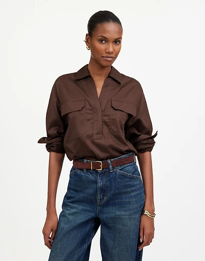 Utility Long-Sleeve Popover Shirt | Madewell