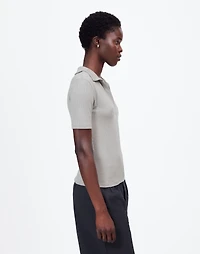 Drapey Rib Short-Sleeve Polo Top | Madewell