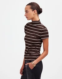 Short-Sleeve Mockneck Tee in Stripe | Madewell
