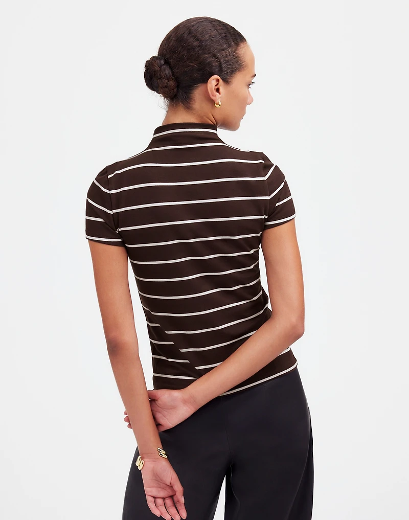 Short-Sleeve Mockneck Tee in Stripe | Madewell