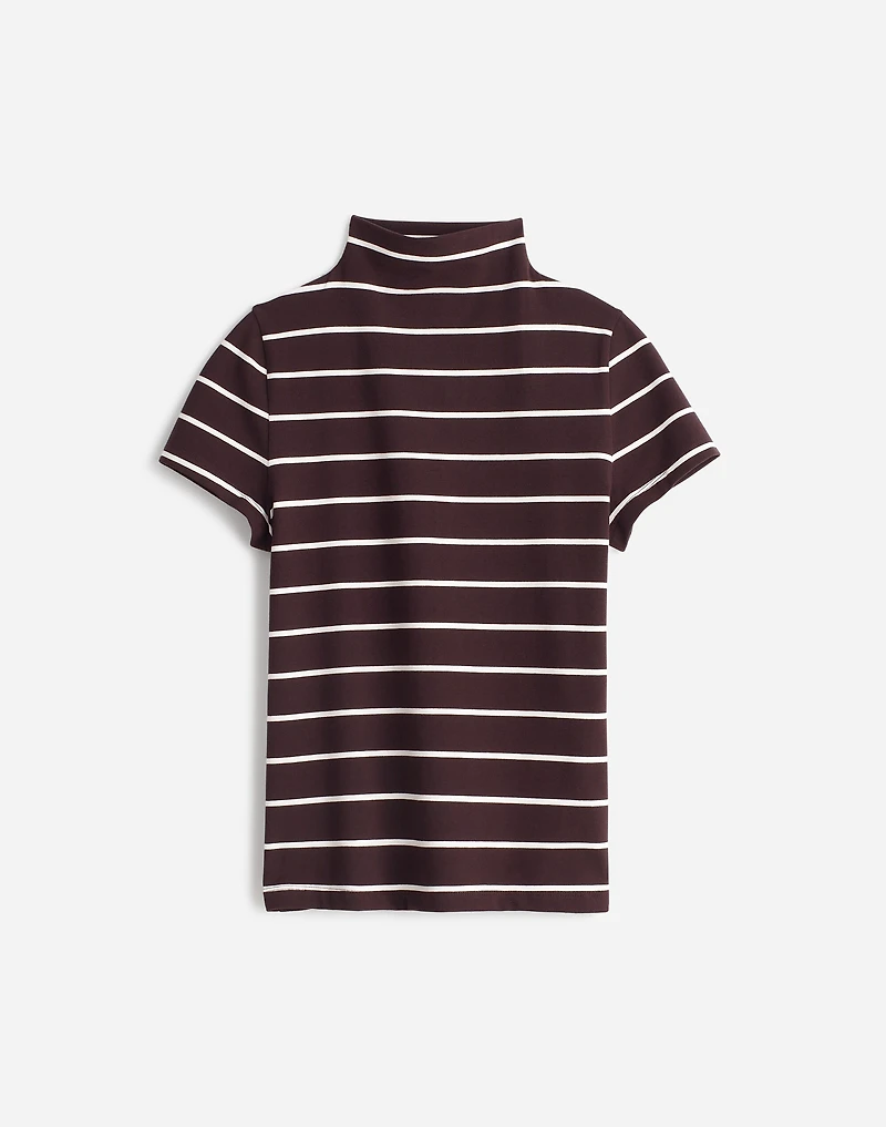 Short-Sleeve Mockneck Tee in Stripe | Madewell