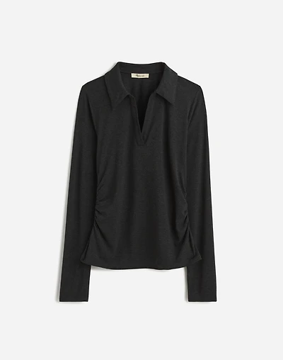 Side-Cinch Long-Sleeve Polo Top | Madewell