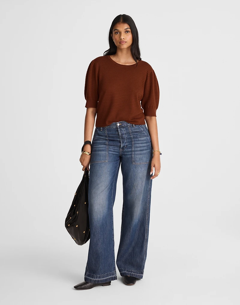 Merino Wool-Silk Blend Puff-Sleeve Sweater Tee | Madewell