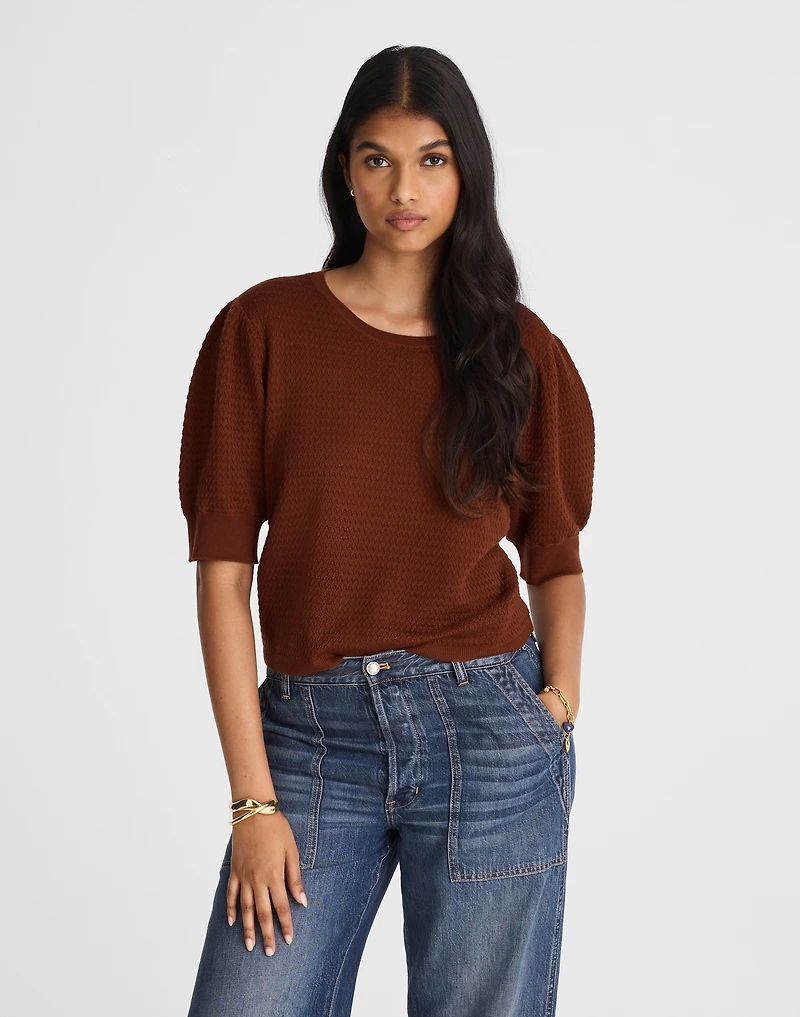 Merino Wool-Silk Blend Puff-Sleeve Sweater Tee | Madewell