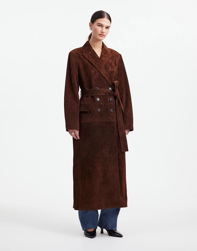 Alexa Chung for Madewell Double-Breasted Blazer Overcoat in Suede | Madewell
