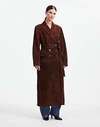 Alexa Chung for Madewell Double-Breasted Blazer Overcoat in Suede | Madewell