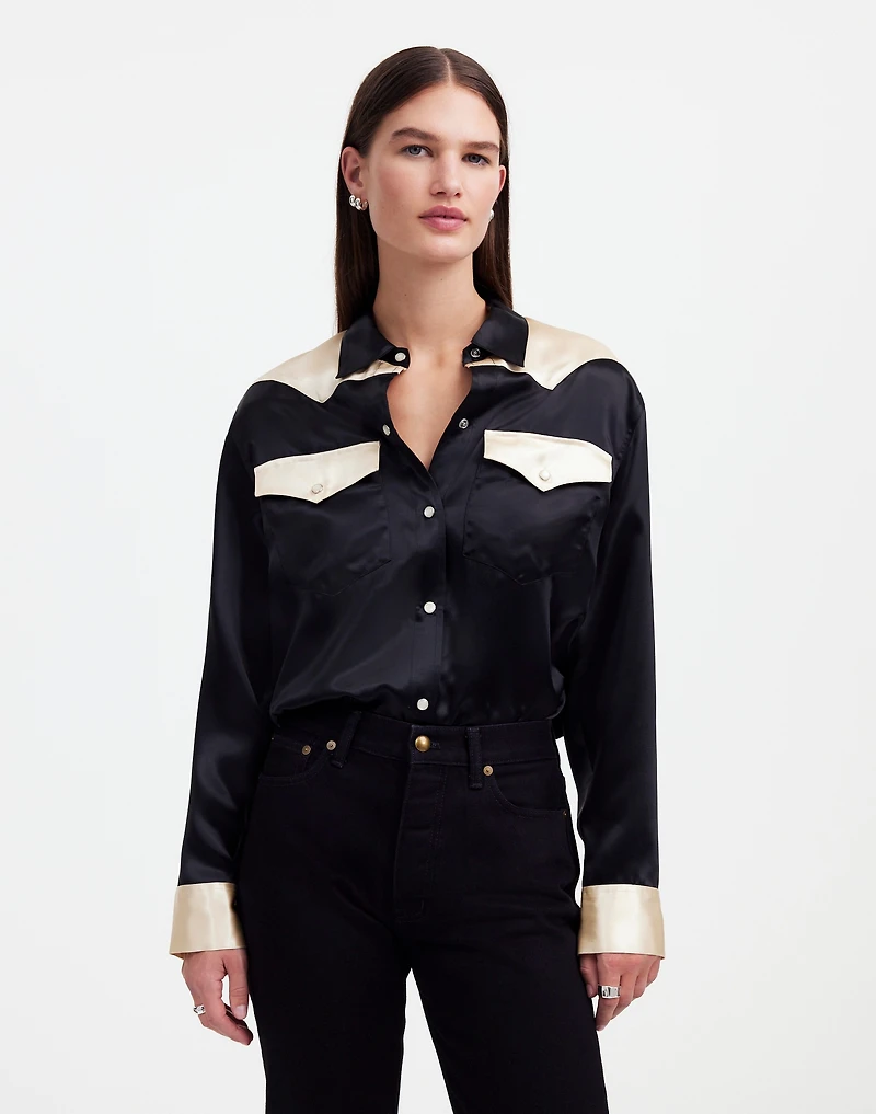 Alexa Chung for Madewell Satin Western Shirt | Madewell