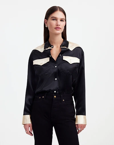 Alexa Chung for Madewell Satin Western Shirt | Madewell