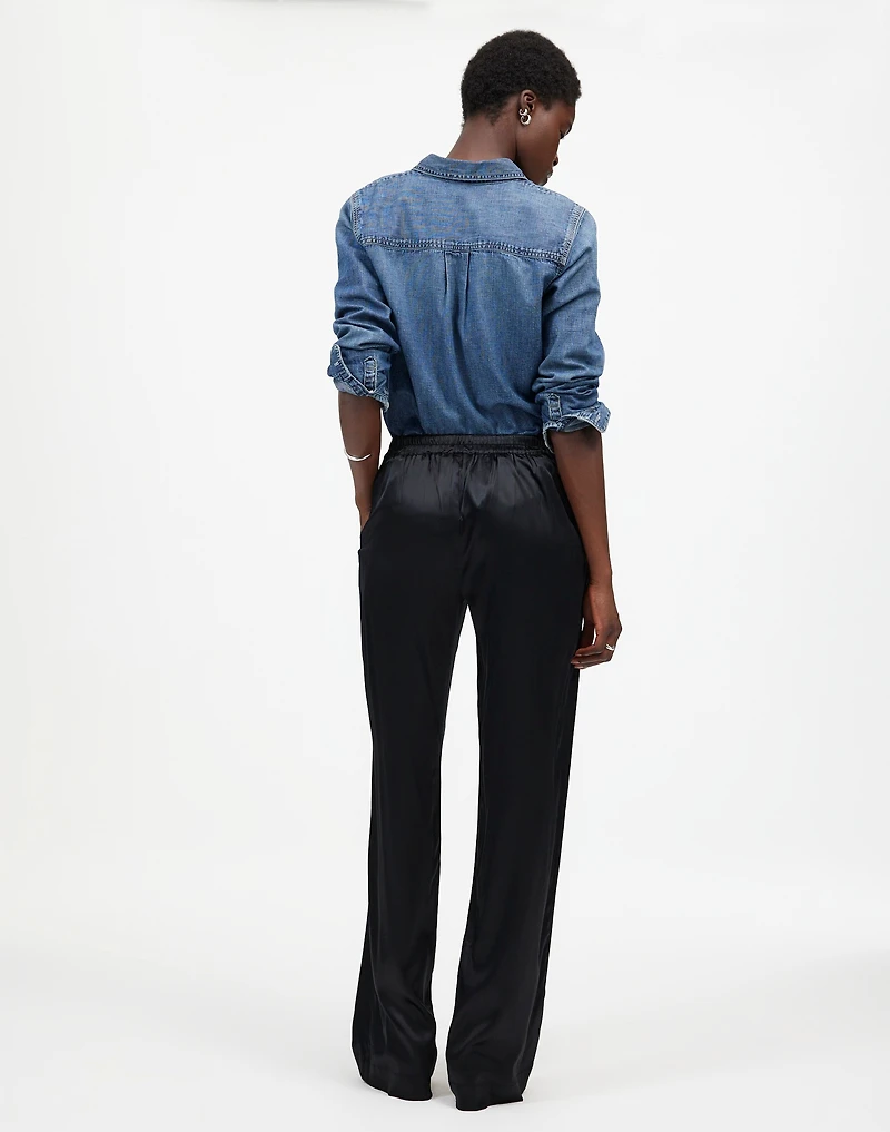 Pull-On Straight Pants in Stretch Satin | Madewell