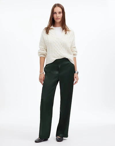 Pull-On Straight Pants Stretch Satin | Madewell