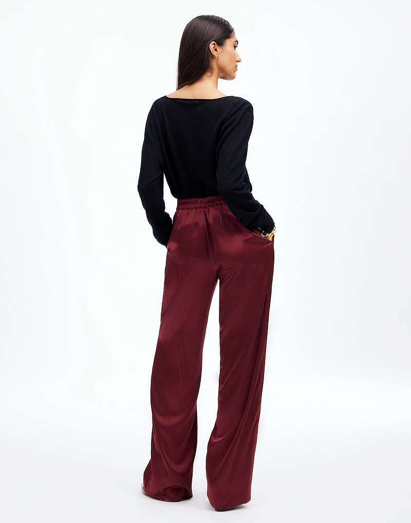 Pull-On Straight Pants Stretch Satin | Madewell