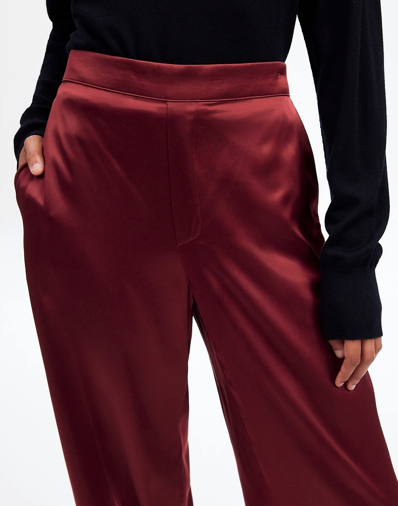Pull-On Straight Pants Stretch Satin | Madewell