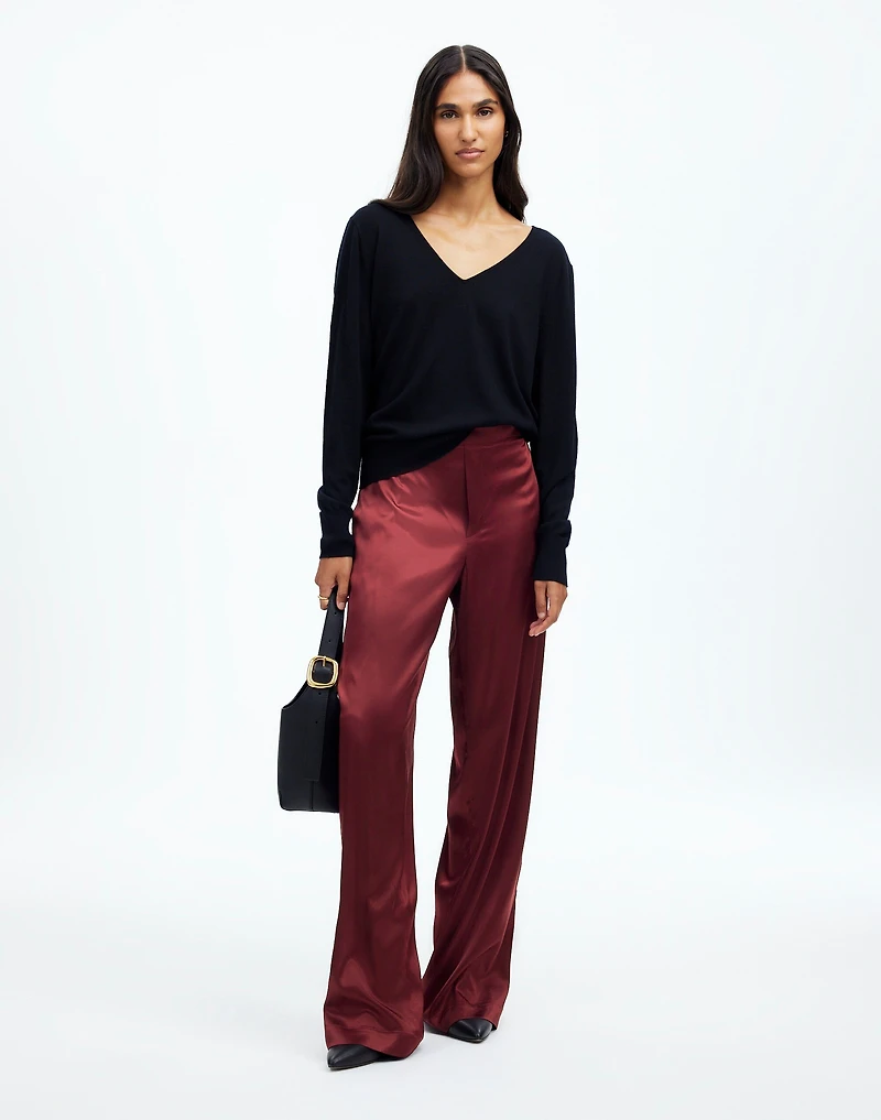 Pull-On Straight Pants Stretch Satin | Madewell