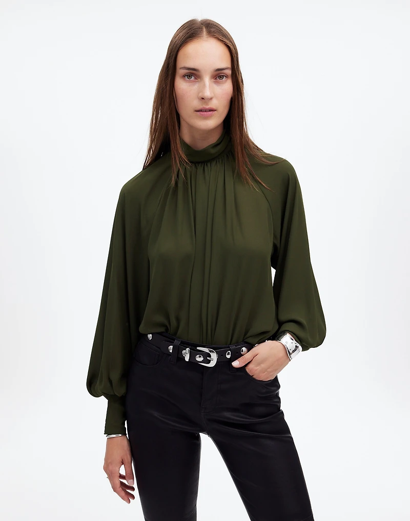 Turtleneck Long-Sleeve Top in Chiffon | Madewell