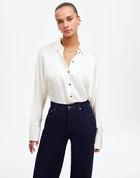 Relaxed Dolman Button-Up Shirt in Satin | Madewell