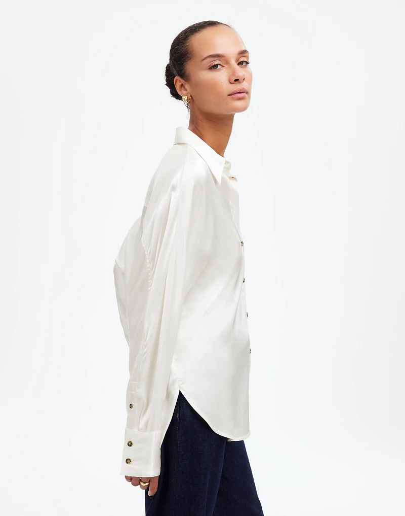 Relaxed Dolman Button-Up Shirt in Satin | Madewell