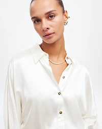Relaxed Dolman Button-Up Shirt in Satin | Madewell