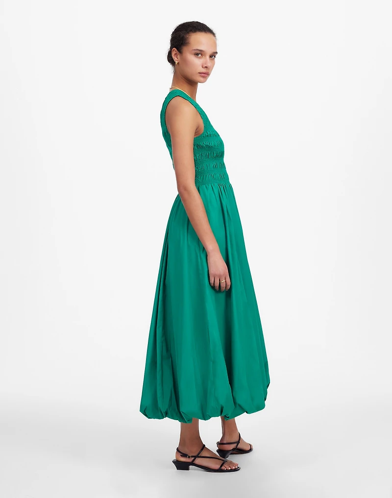The Melody Bubble-Hem Smocked Midi Dress Poplin | Madewell