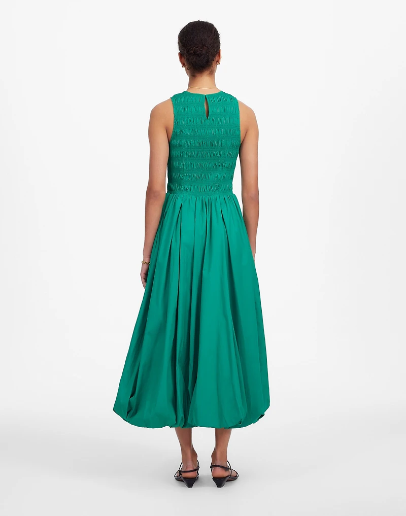The Melody Bubble-Hem Smocked Midi Dress Poplin | Madewell