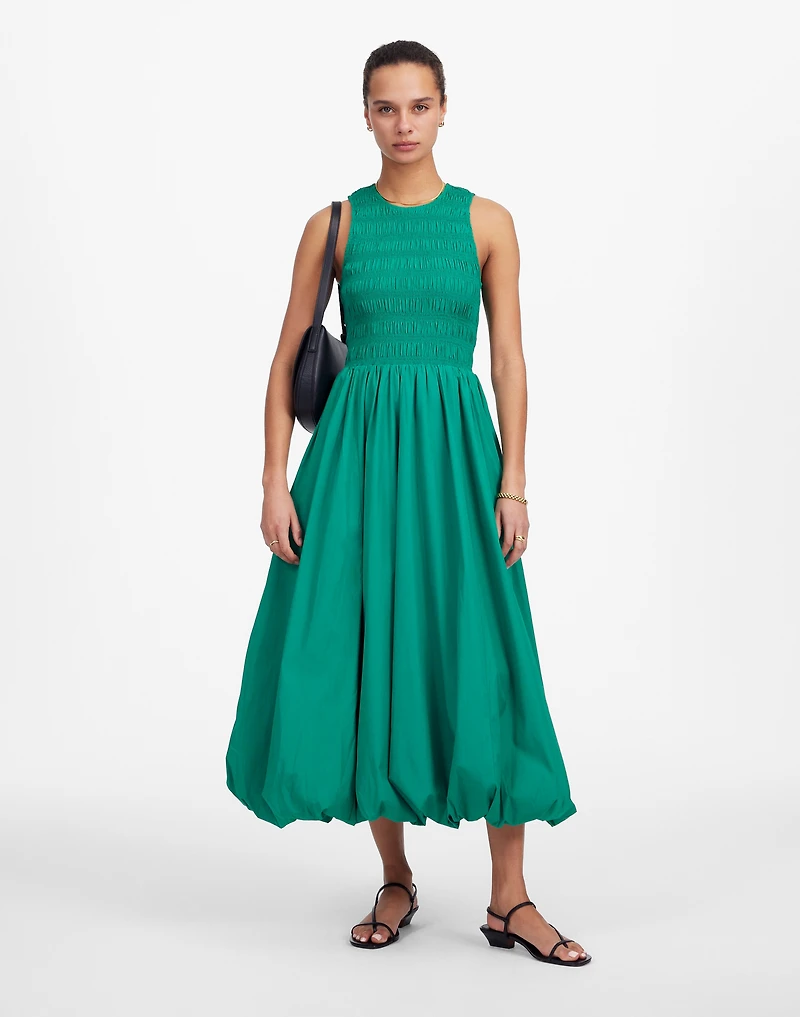 The Melody Bubble-Hem Smocked Midi Dress in Poplin | Madewell