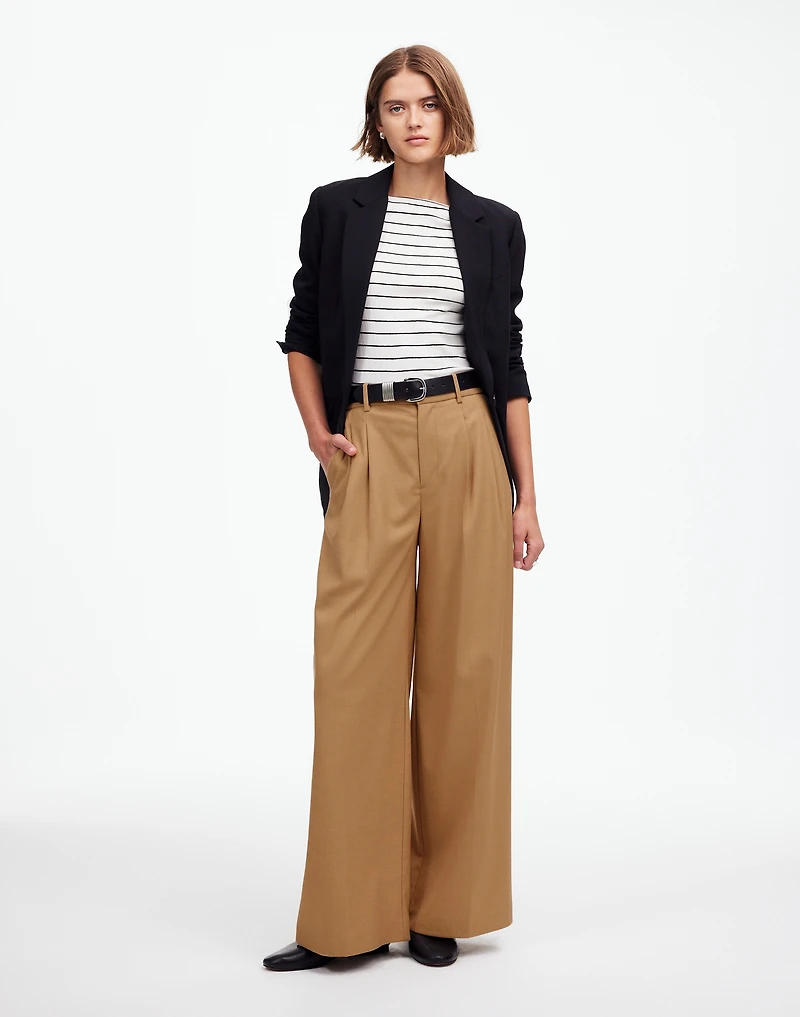 The Harlow Superwide-Leg Trouser in Brushed Twill