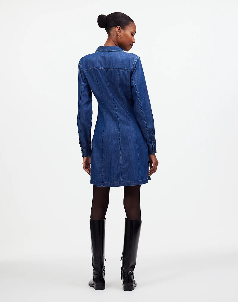 Denim Seamed Mini Dress in Clearfield Wash | Madewell