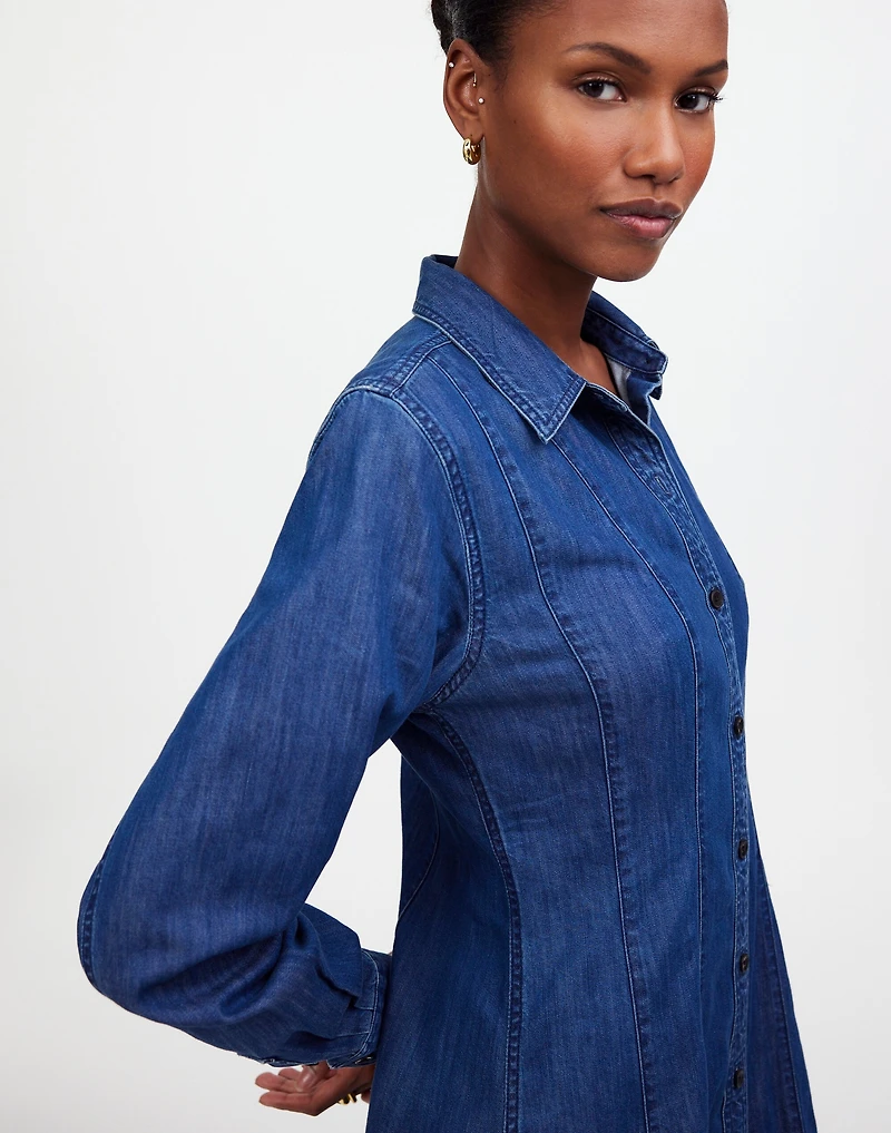Denim Seamed Mini Dress in Clearfield Wash | Madewell