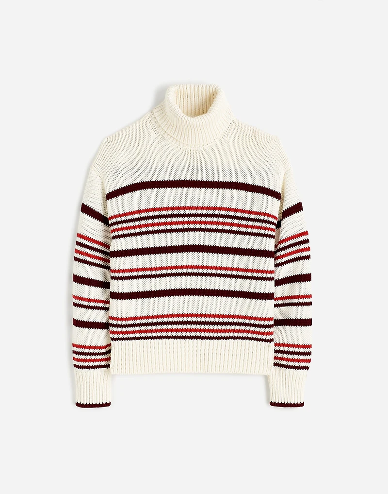 Ribbed Cotton Turtleneck Sweater Stripe | Madewell