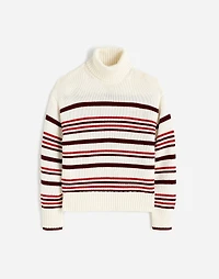 Ribbed Cotton Turtleneck Sweater Stripe | Madewell