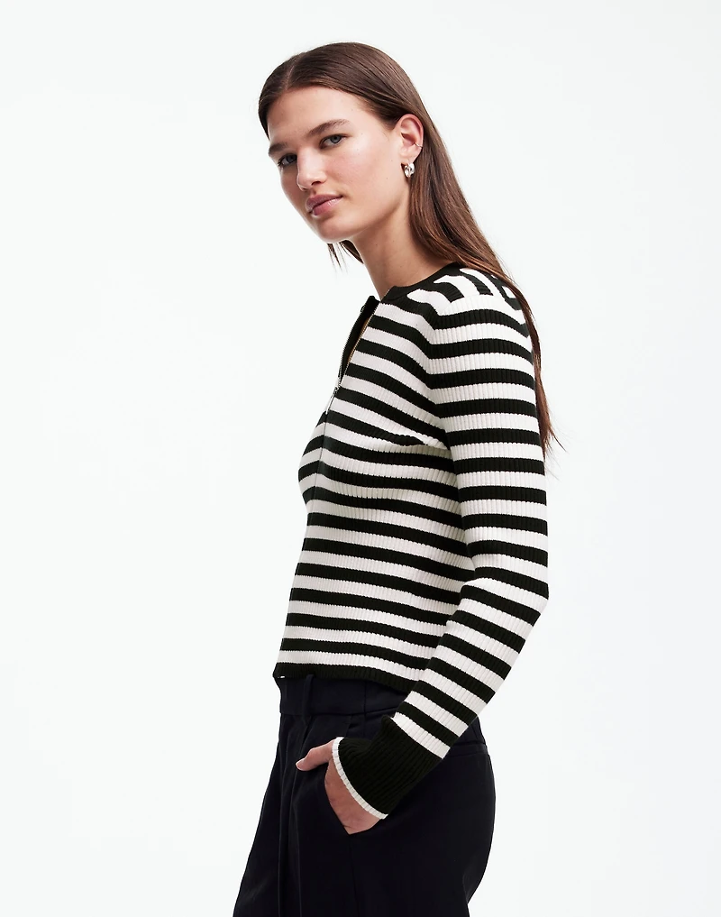 Zip-Front Cardigan in Stripe | Madewell