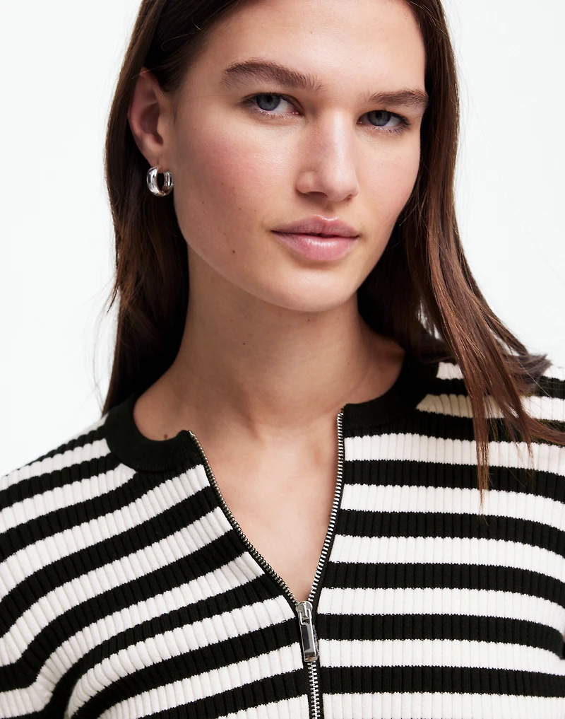 Zip-Front Cardigan in Stripe | Madewell