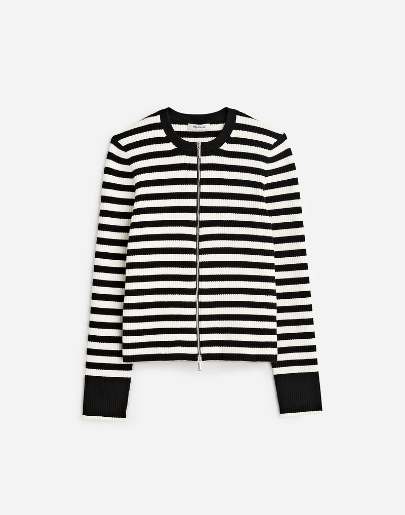 Zip-Front Cardigan in Stripe | Madewell