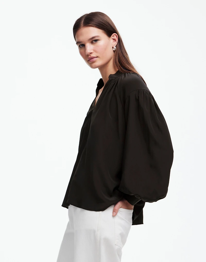 Shirred Long-Sleeve Top Silk | Madewell