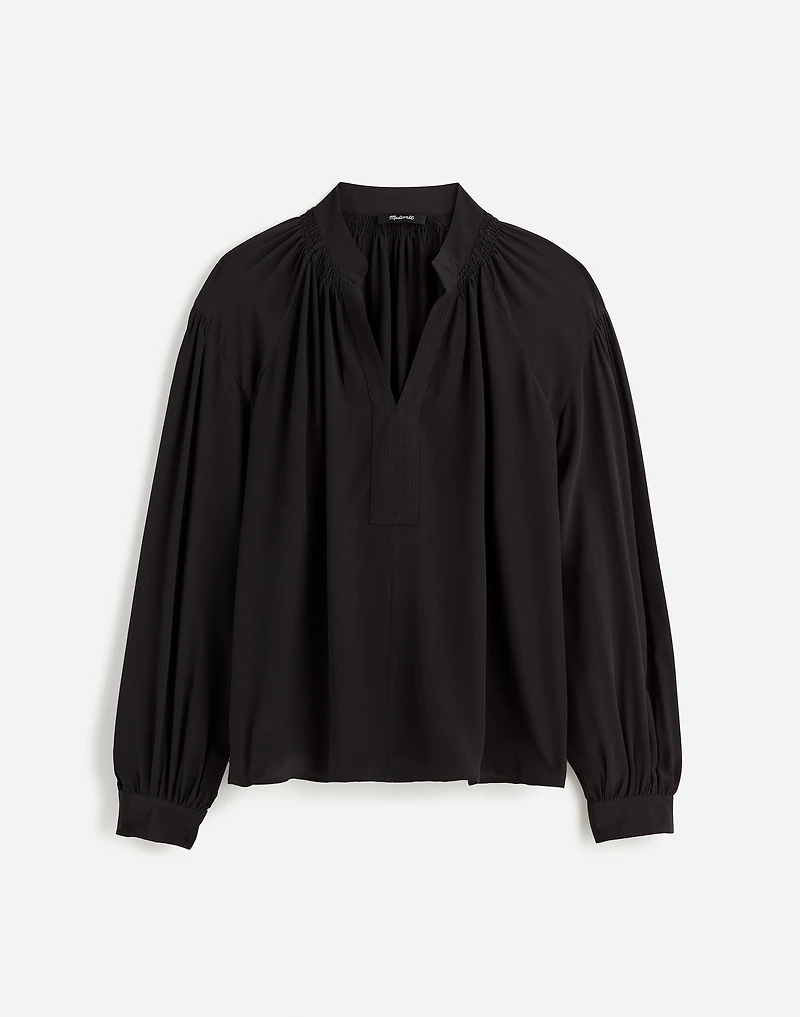 Shirred Long-Sleeve Top Silk | Madewell